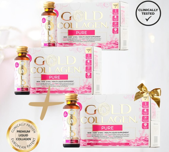3 Gold Collagen PURE dėžutės (rekomenduojamas mėnesio kursas) už 2 kainą!