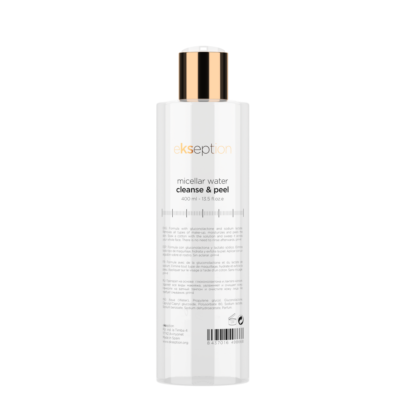 Ekseption micelinis valomasis vanduo/ Micellar water cleanse & peel, 400ml
