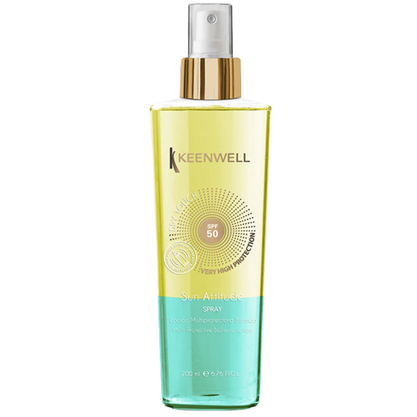 KEENWELL SUN ATTITUDE DVIFAZIS FLUIDAS NUO SAULĖS SPF50, 200 ml