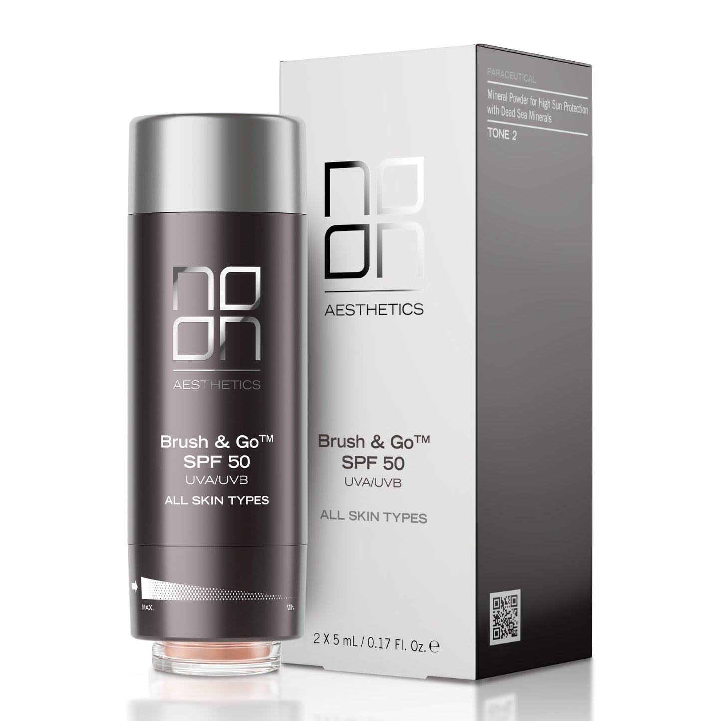 NOON BRUSH&GO MINERAL SUN PROTECTION POWDER SPF 50 VISŲ TIPŲ ODAI (Tone 01), 2x5 g