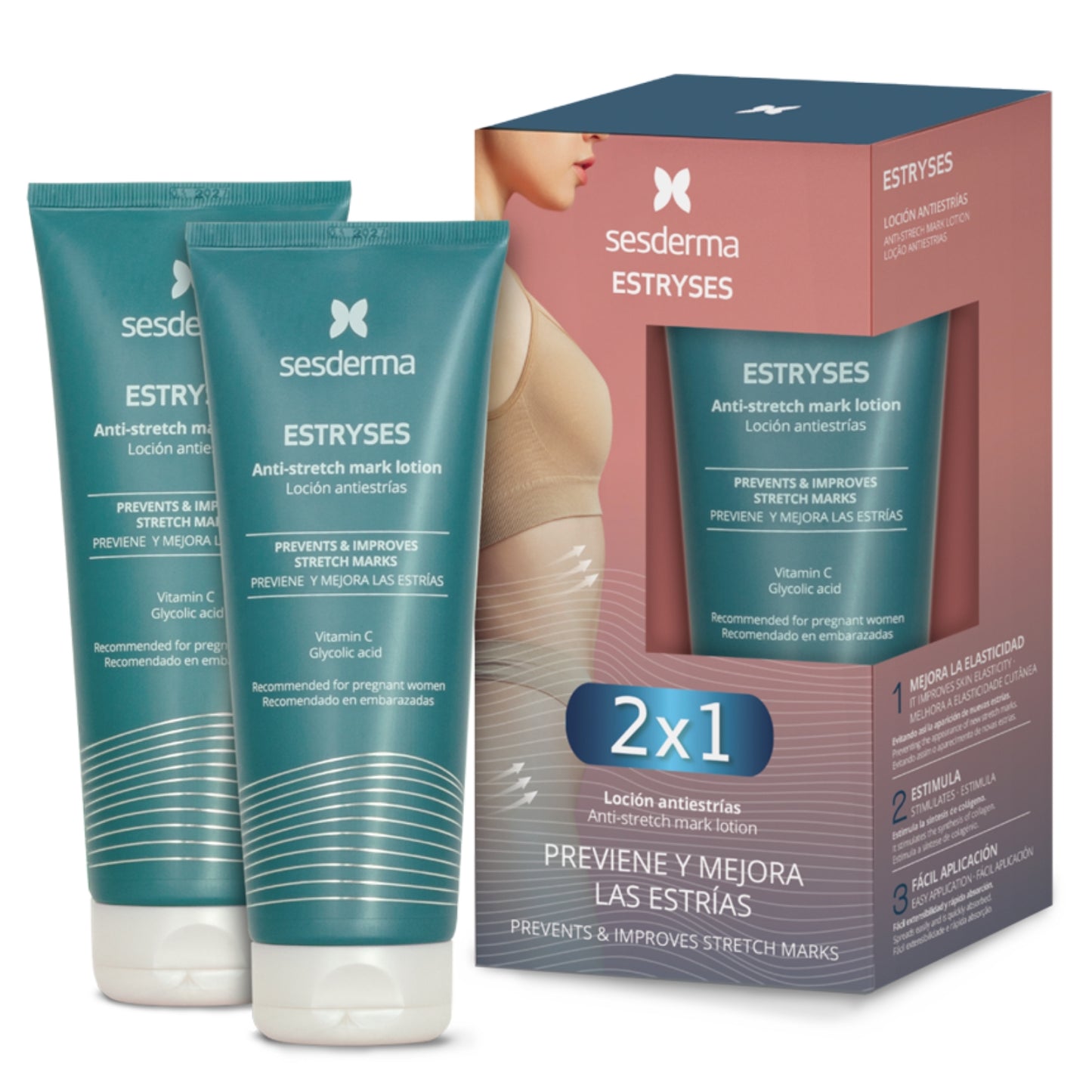 SESDERMA ESTRYSES KŪNO LOSJONŲ NUO STRIJŲ RINKINYS, 2x200 ML