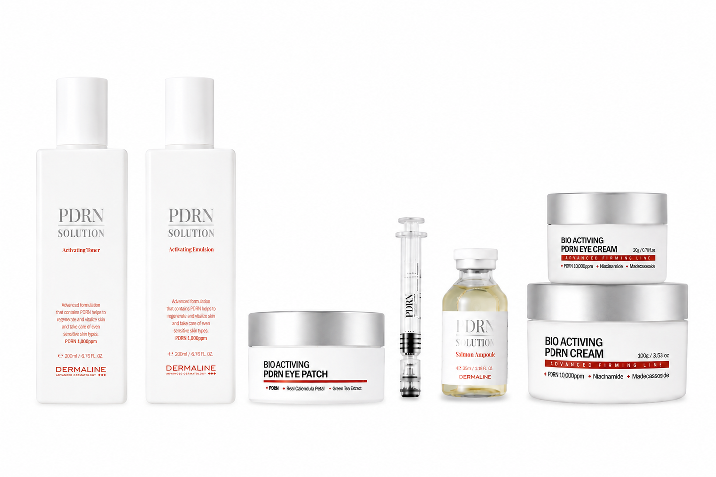 Dermaline Rinkinys/Tonikas-Emulsija-Serumas-Veido kremas-Paakių padeliai-Paakių kremas