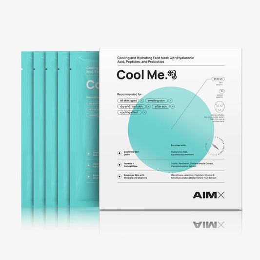 AIMX Drėkinanti lakštinė kaukė su vėsinančiu ir raminančiu poveikiu AIMX Cool Me 5 vnt