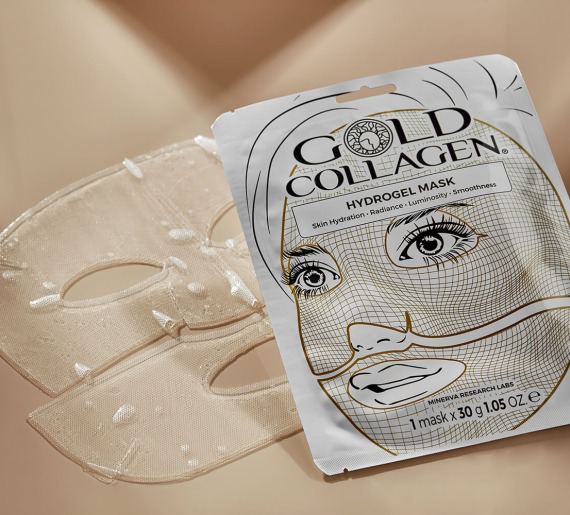 Gold Collagen hidrogelio veido kaukės (Pakuotėje 4 kaukės)