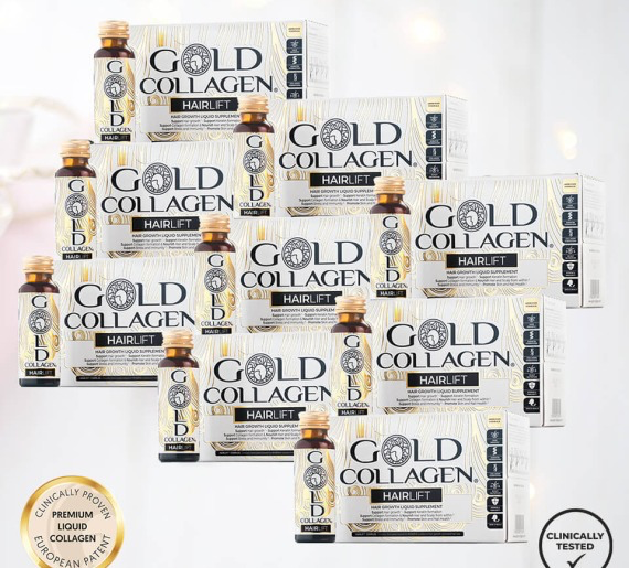 9 Gold Collagen HAIRLIFT dėžutės (pilnas 3 mėnesių kursas)