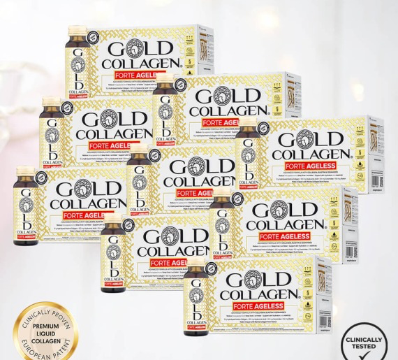 9 Gold Collagen FORTE AGELESS dėžutės (pilnas 3 mėnesių kursas)