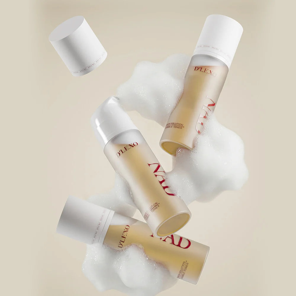 DERMALINE D’LEXO NAD Power Solution Bubble Toner Drėkinantis Ir Odos Gyvybingumą Puoselėjantis Putų Tonikas Su 1 % NAD, Aminorūgštimis, Antioksidantais Ir Peptidais, 200 Ml