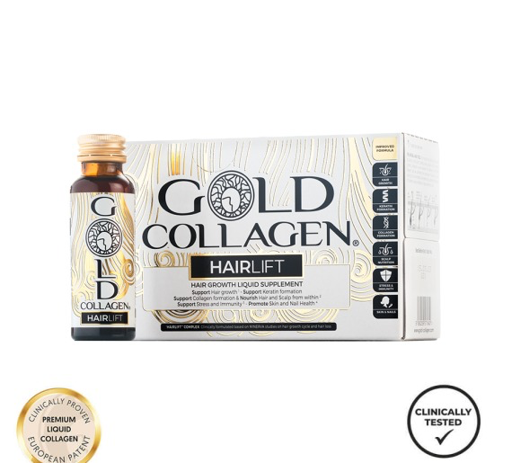 HAIRLIFT Gold Collagen geriamas kolagenas plaukams, jų grožiui ir stiprumui palaikyti
