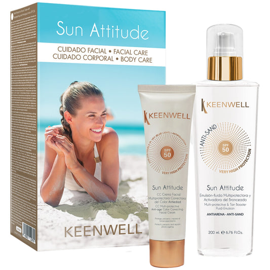 KEENWELL SUN ATTITUDE SPF 50 CC KREMAS VEIDUI, 60 ml + FLUIDAS NUO SAULĖS SPF50, 200 ml