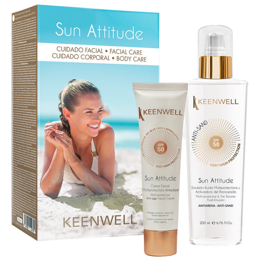 KEENWELL SUN ATTITUDE SPF 50 VEIDO KREMAS, 60 ml + FLUIDAS NUO SAULĖS SPF50, 200 ml