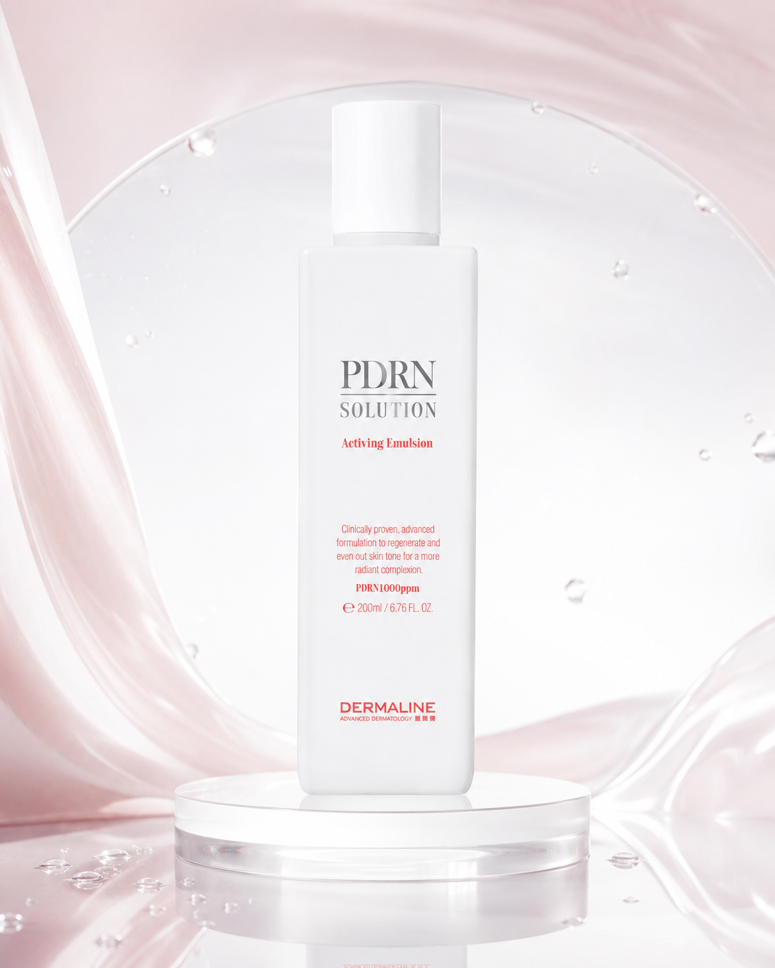 DERMALINE PDRN SOLUTION EMULSION Dvigubo Poveikio Emulsija (Lengva Kremo Versija) Odos Regeneracijai, Drėkinimui Ir Elastingumui, 200 Ml