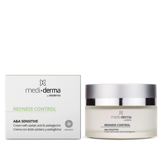 MEDIDERMA HOMECARE A&amp;A SENSITIVE RAUDONĮ MAŽINANTIS VEIDO KREMAS, 50 ML