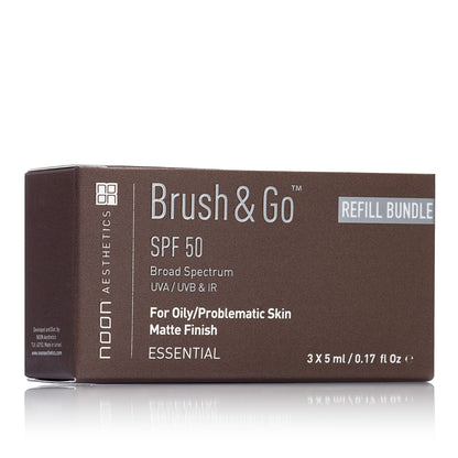 NOON BRUSH & GO MINERAL SUN PROTECTION POWDER SPF 50 PAPILDYMAS RIEBIAI/PROBLEMINEI ODAI (Tone 02), 3x5 ML