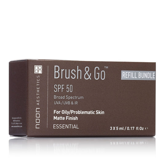 NOON BRUSH&amp;GO MINERAL SUN PROTECTION POWDER SPF 50 PAPILDYMAS RIEBIAI/PROBLEMINEI ODAI (Tone 02), 3x5 ML