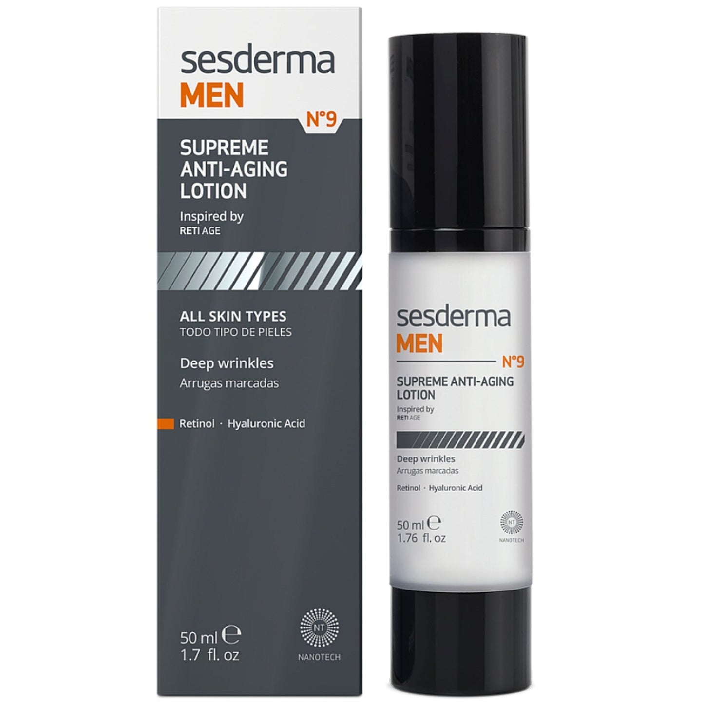 SESDERMA MEN SUPREME SENEJIMO POŽYMIUS MAŽINANTIS LOSJONAS, 50 ML